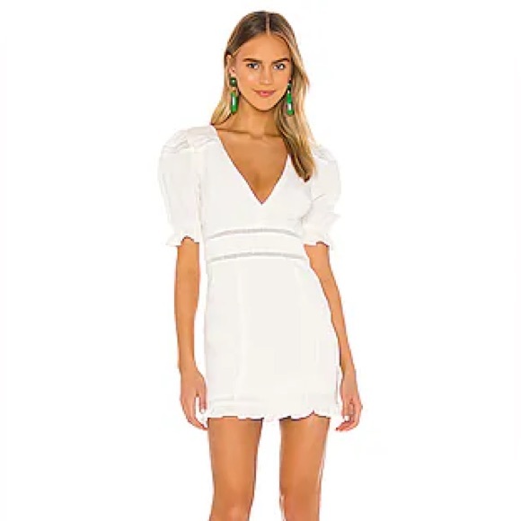 Revolve Majorelle‎ Magic Spell Mini Dress Deep V Bridal White Dress Sz M EUC